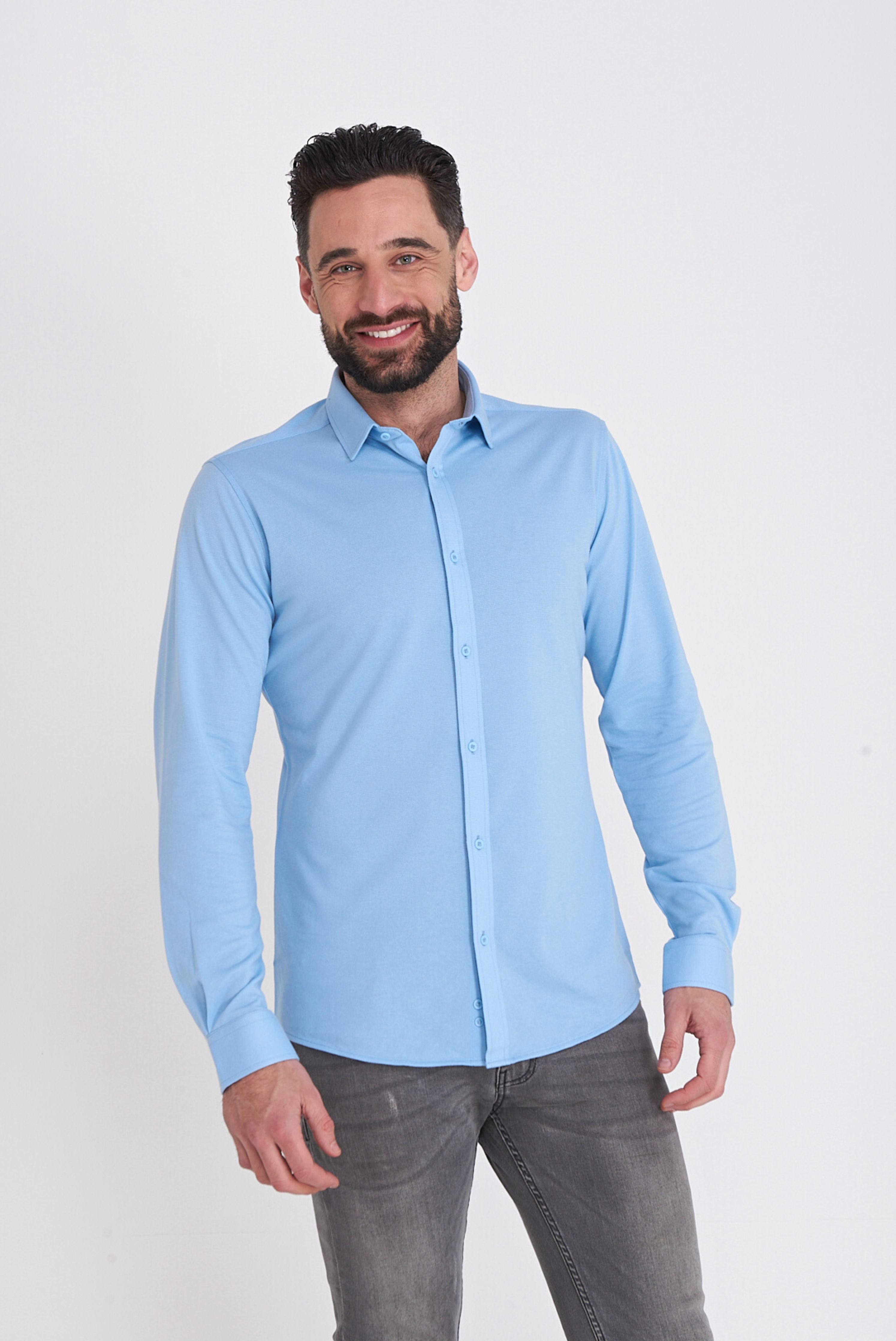 Harry Brown Pique Shirt in Light Blue RRP £80
