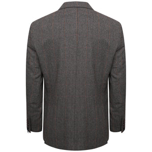 Harry Brown Grey-Brown Check Wool Blend Tailored Fit Blazer