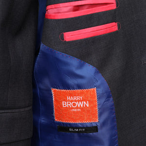 Harry Brown Dark Grey Check Three Piece Slim Fit Suit RRP £299