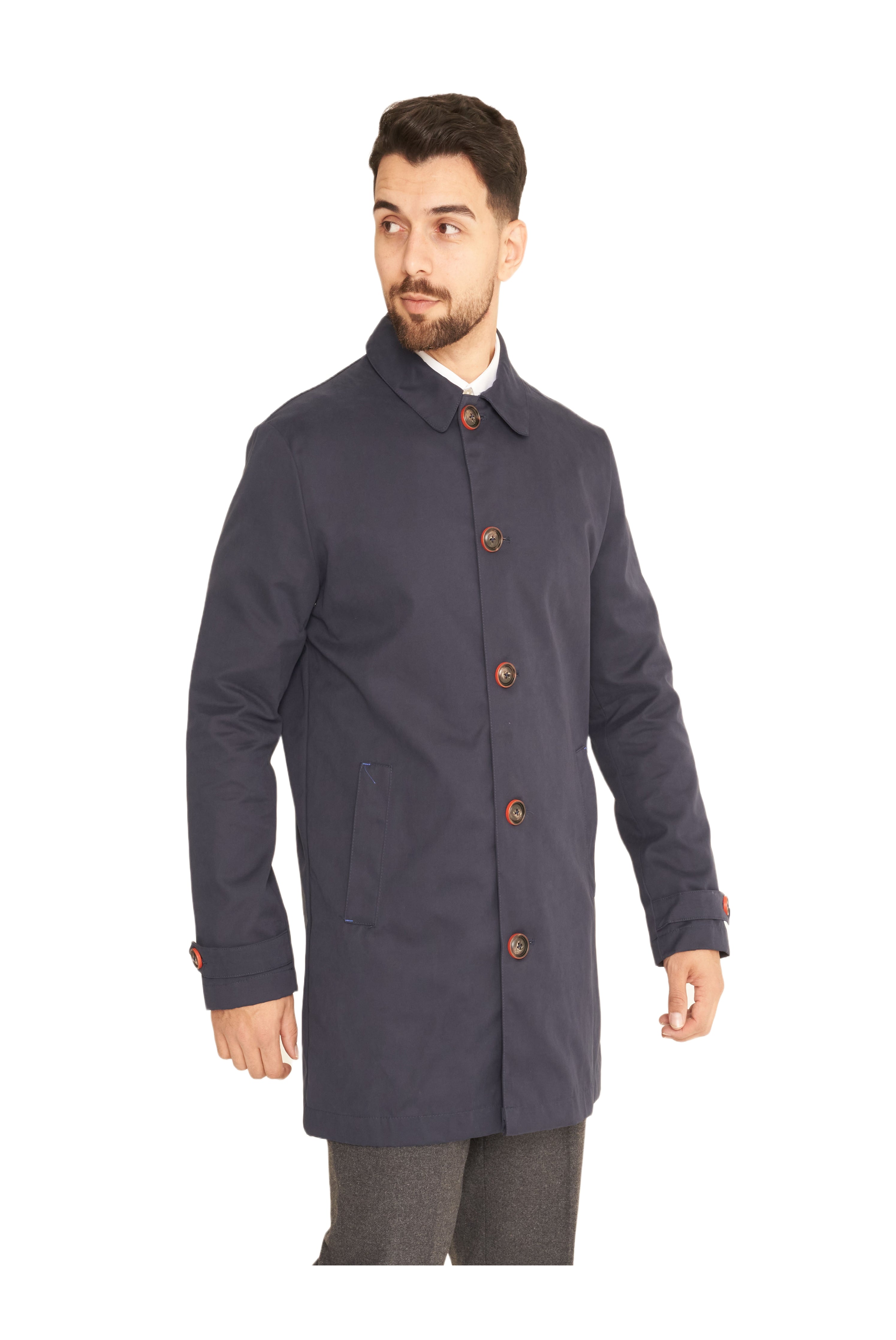 Harry Brown Men's Navy Blue Single Breasted Trench Coat RRP £179