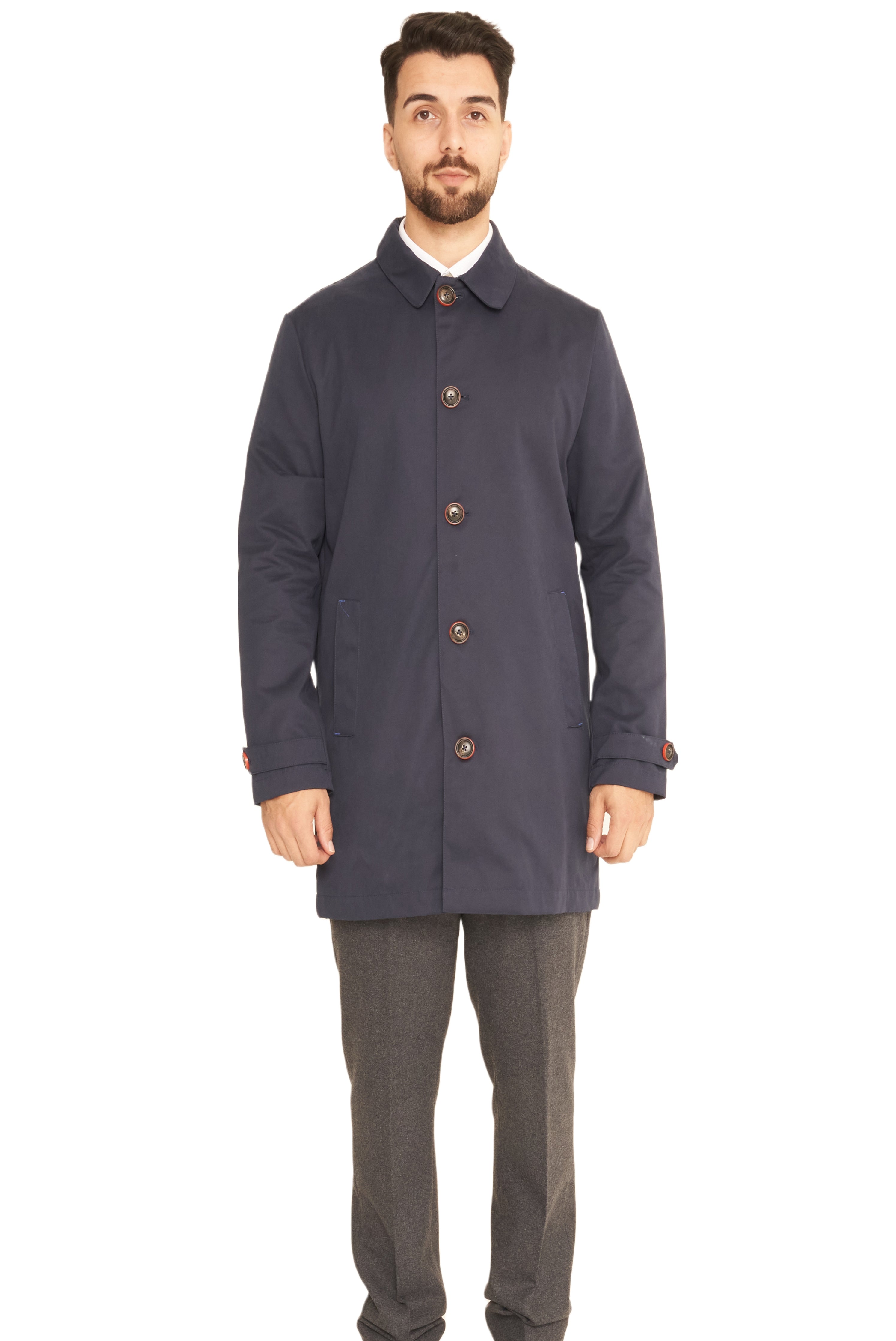 Harry Brown Men's Navy Blue Single Breasted Trench Coat RRP £179