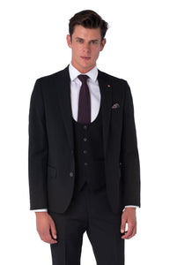 Alvin Harry Brown Black Three Piece Slim Fit Suit RRP £299