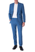 Load image into Gallery viewer, William Blue Check Double Breasted Suit RRP £239
