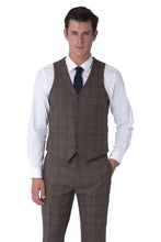 Load image into Gallery viewer, Waistcoat of TYLER Brown Check 100% Wool Suit
