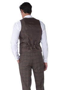 Back of waistcoat of TYLER Brown Check 100% Wool Suit