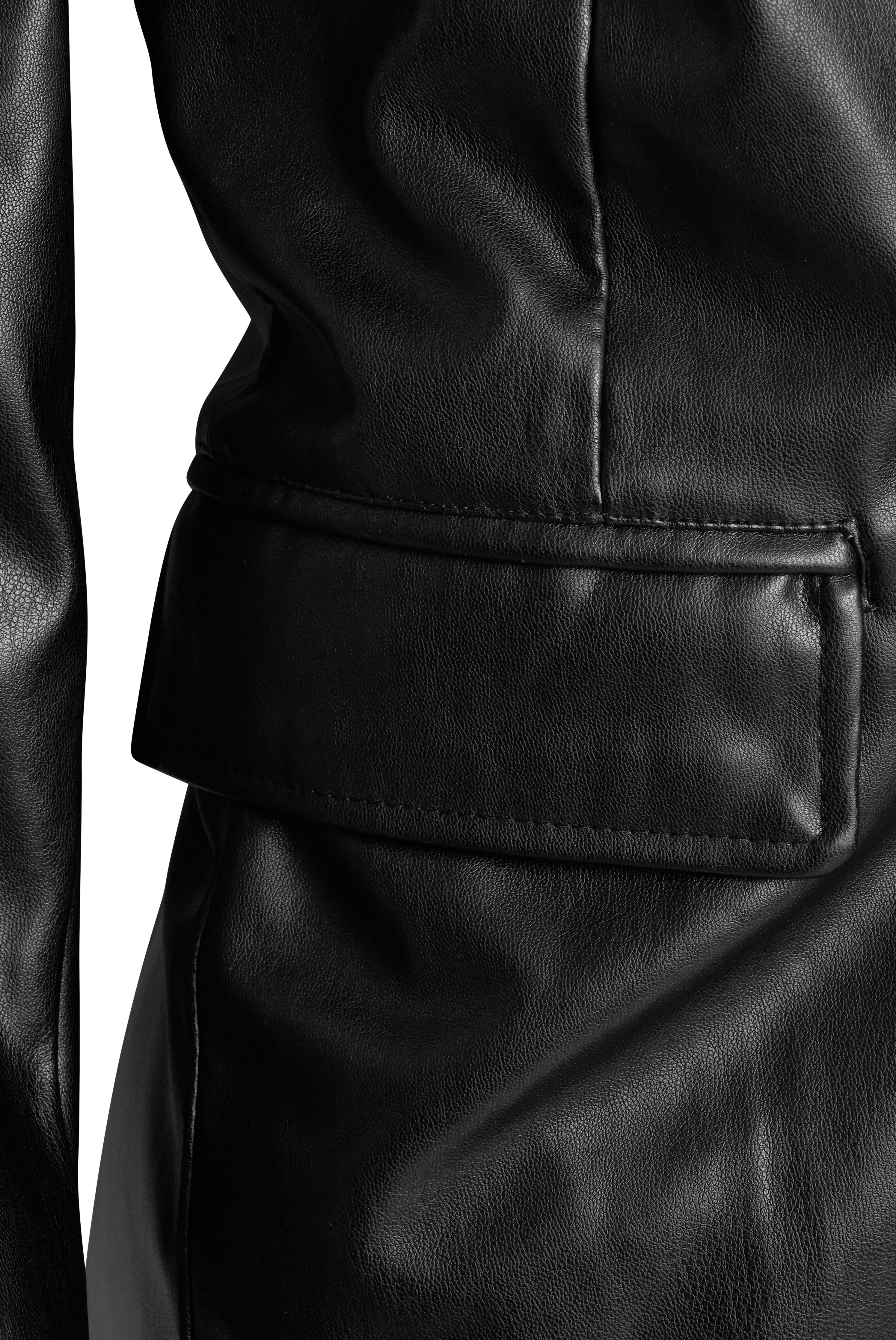 Fawn Nikki Faux Leather Blazer in Black RRP £129