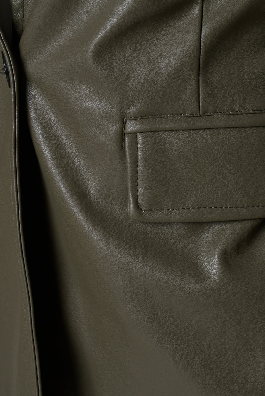 Fawn Nikki Faux Leather Blazer in Olive  RRP £129