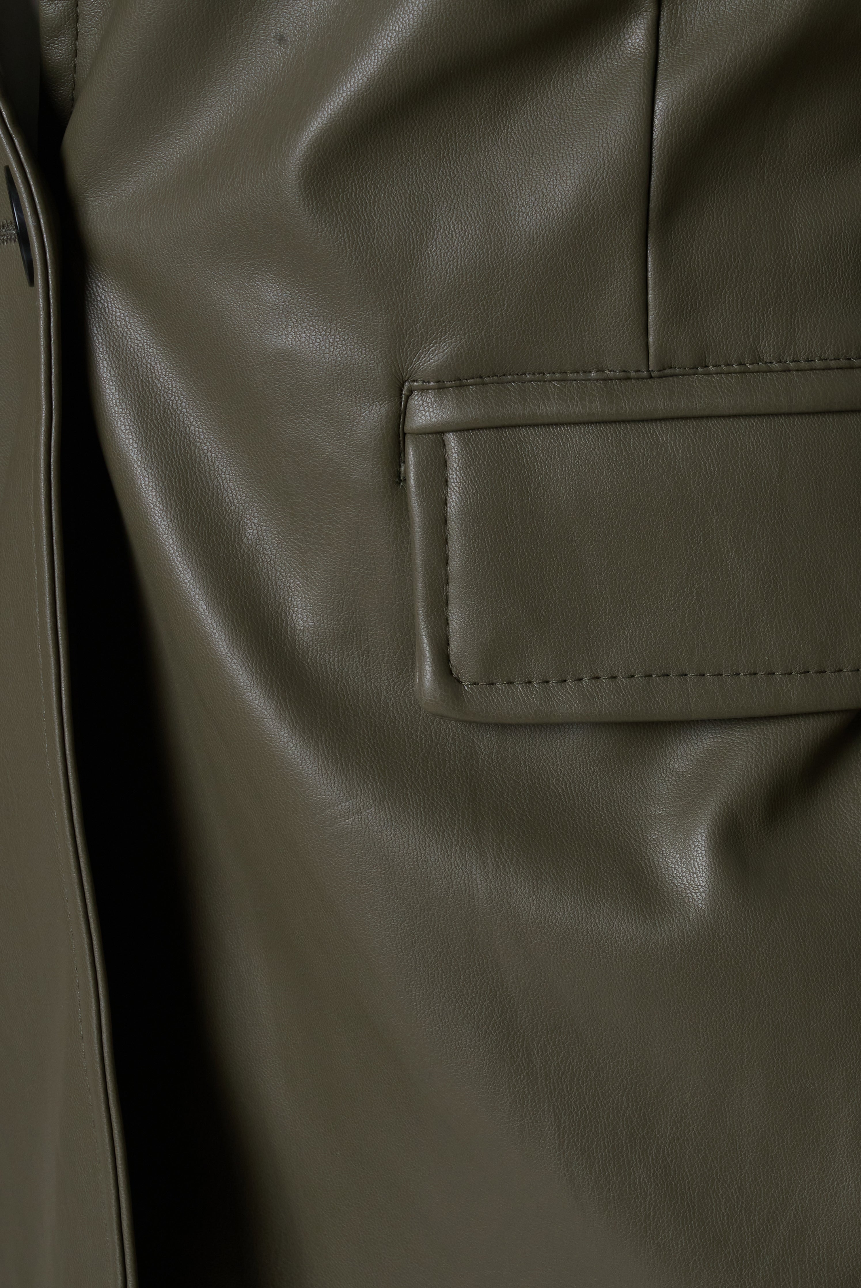 Fawn Nikki Faux Leather Blazer in Olive  RRP £129