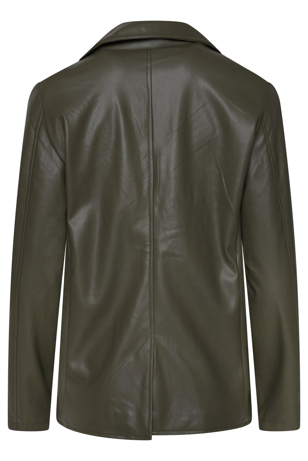 Fawn Nikki Faux Leather Blazer in Olive  RRP £129