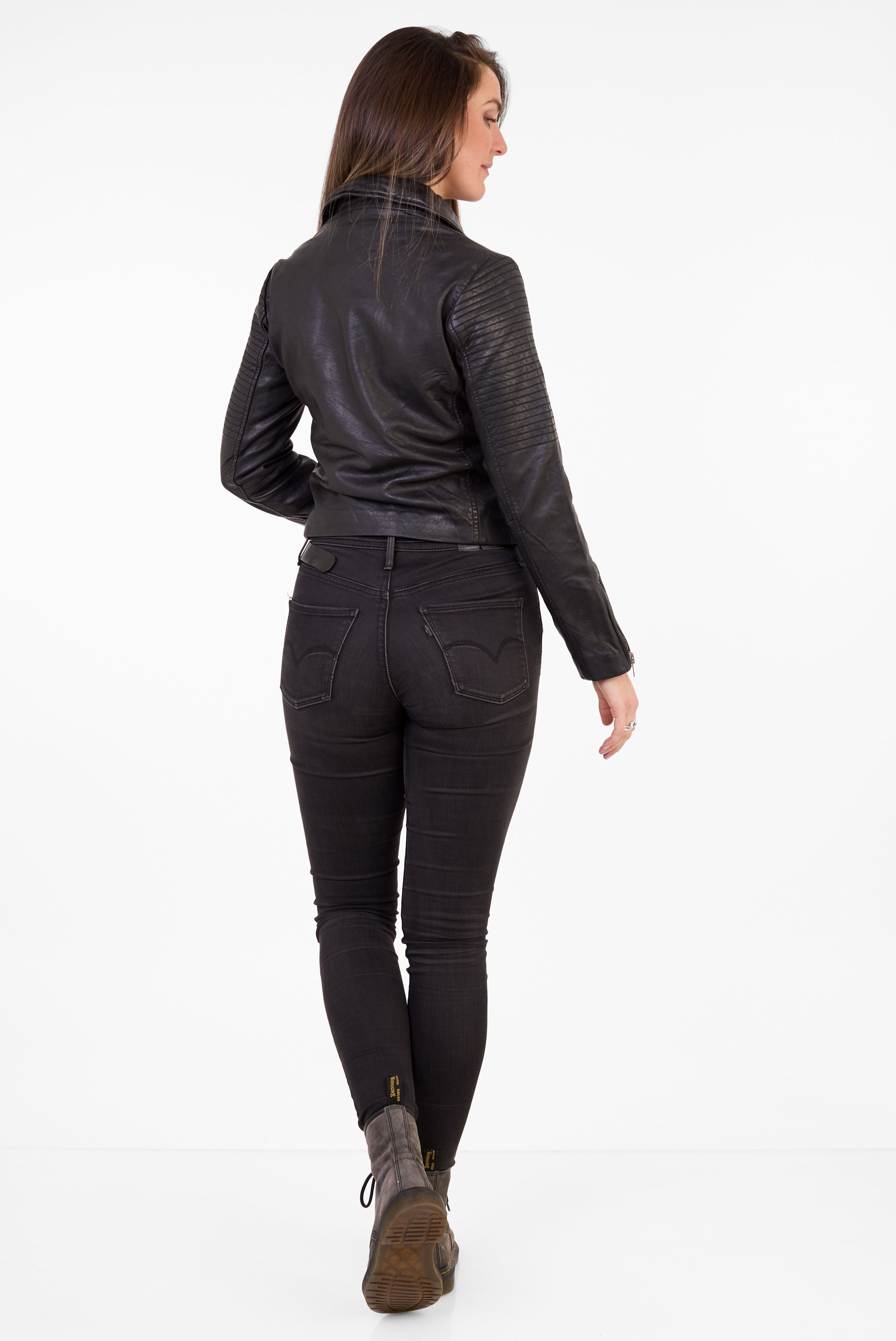 Pelle D’annata Patago Real Leather Biker Jacket in Black RRP £279