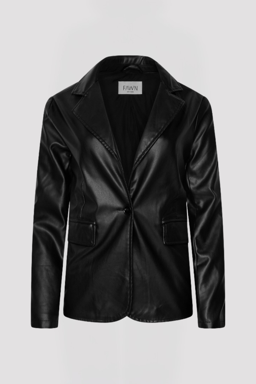 Fawn Nikki Faux Leather Blazer in Black RRP £129