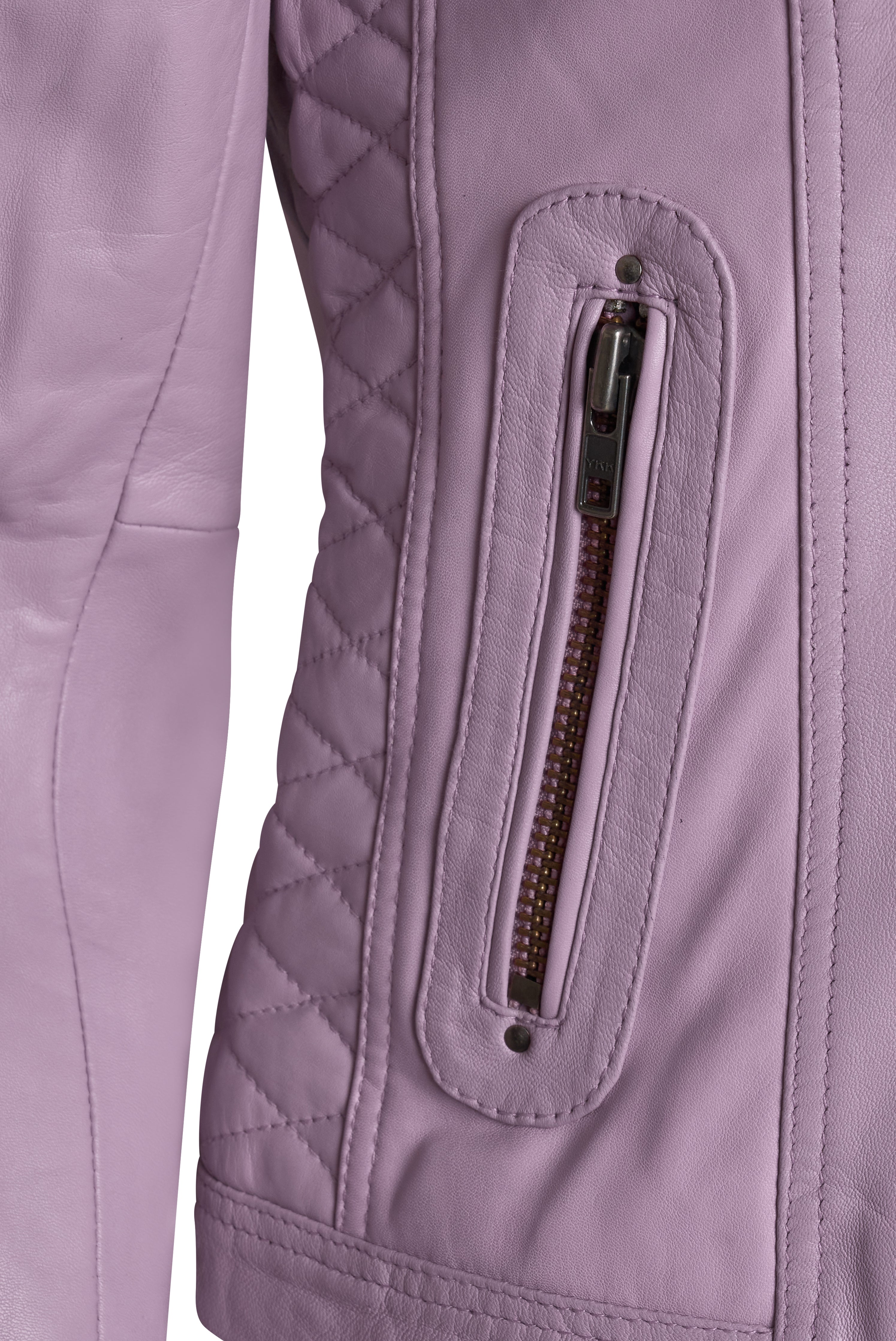 Pelle D’annata Ladies Real Leather Biker Jacket in Dark Lavende RRP £279