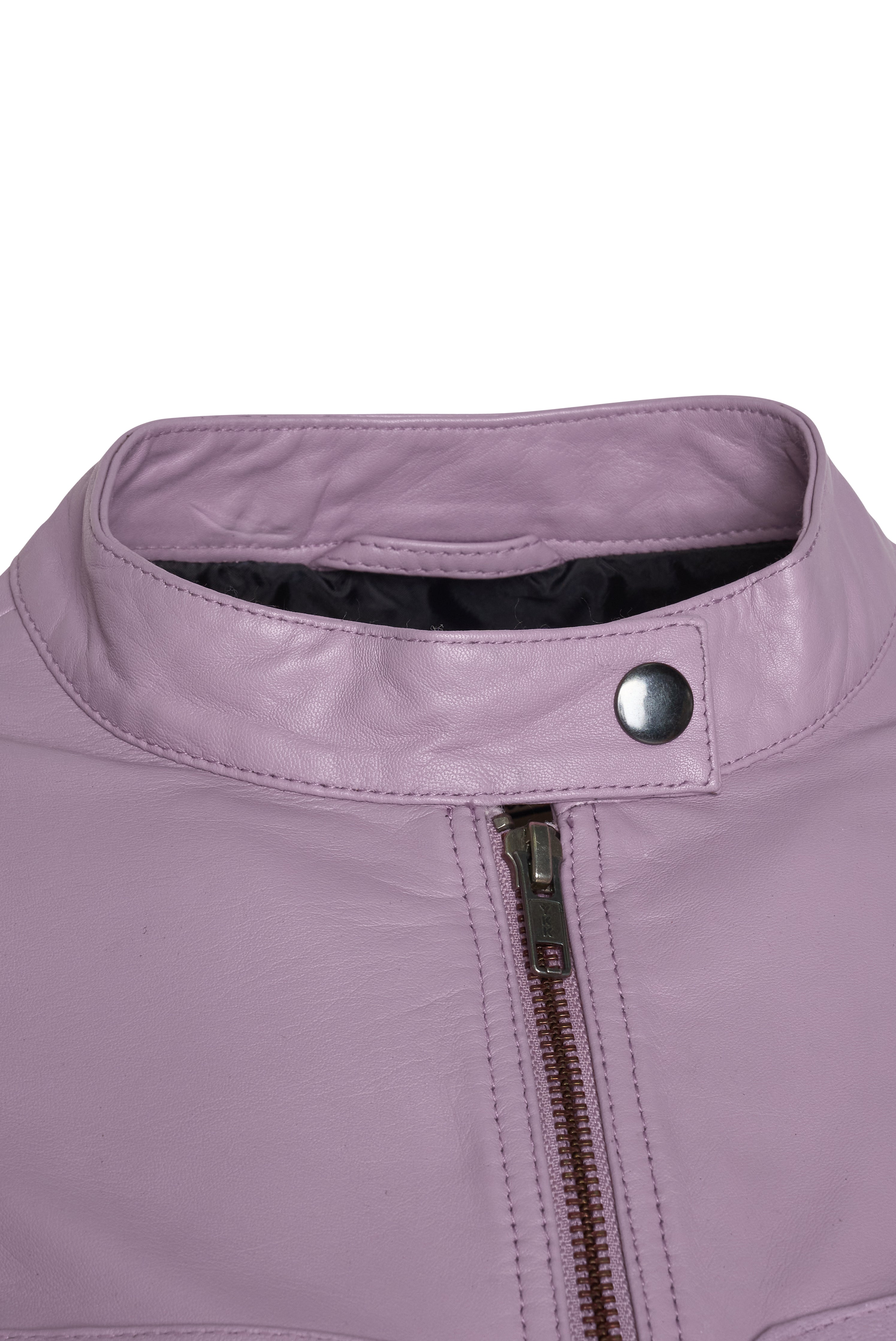 Pelle D’annata Ladies Real Leather Biker Jacket in Dark Lavende RRP £279