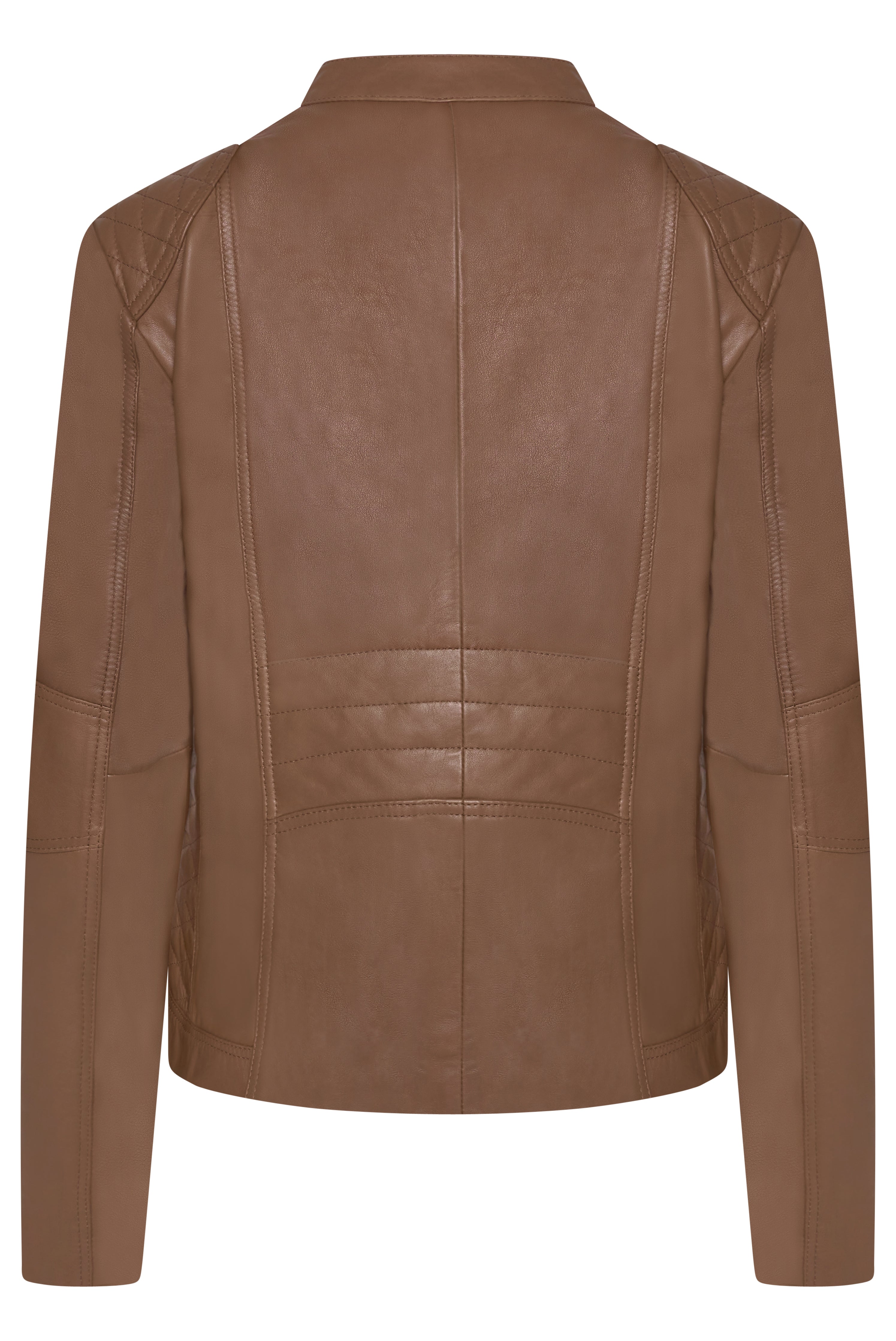 Pelle D’annata Ladies Real Leather Biker Jacket in Tobacco RRP £279