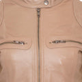 Pelle D’annata Ladies Real Leather Biker Jacket in Light Taupe RRP £279
