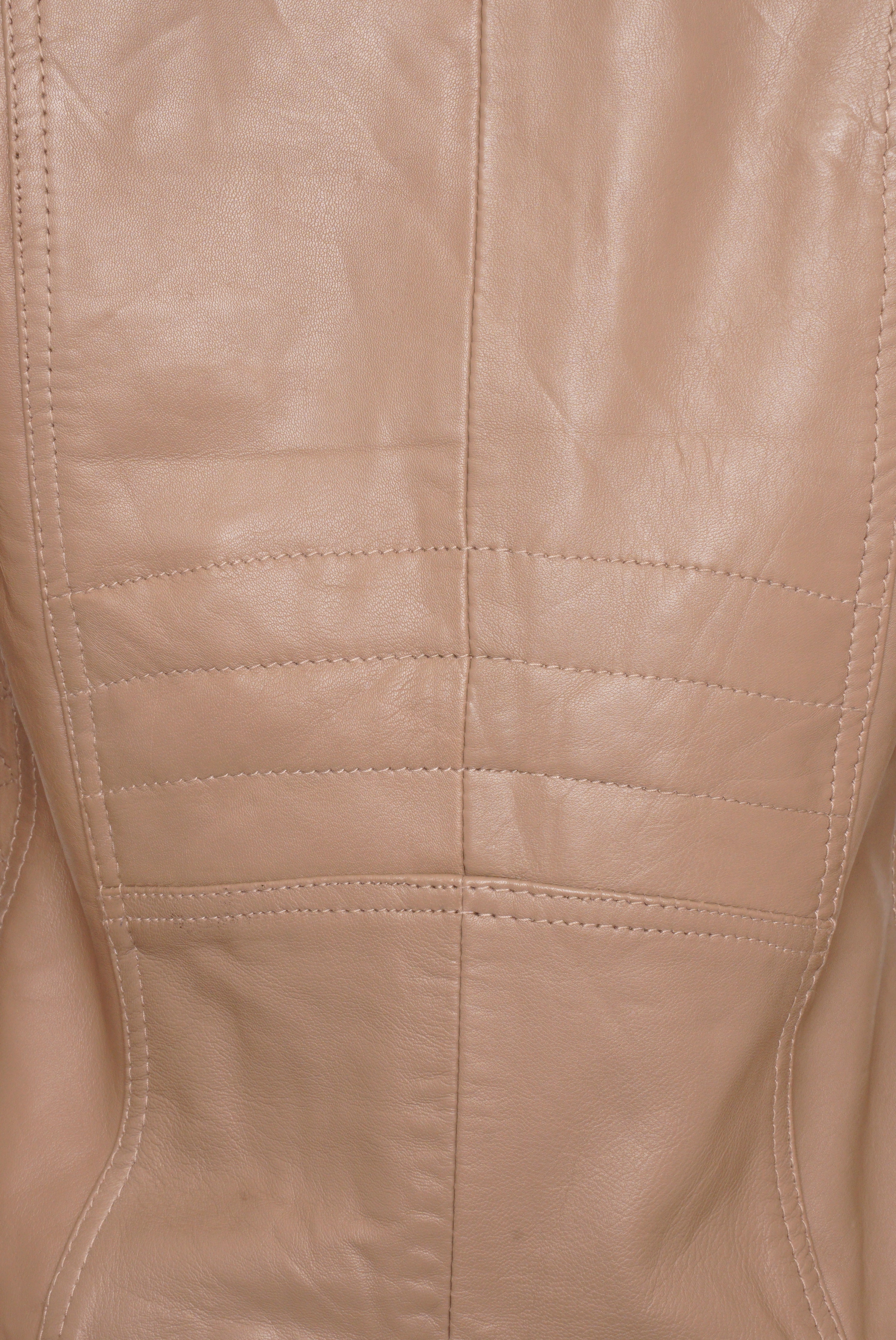 Pelle D’annata Ladies Real Leather Biker Jacket in Light Taupe RRP £279