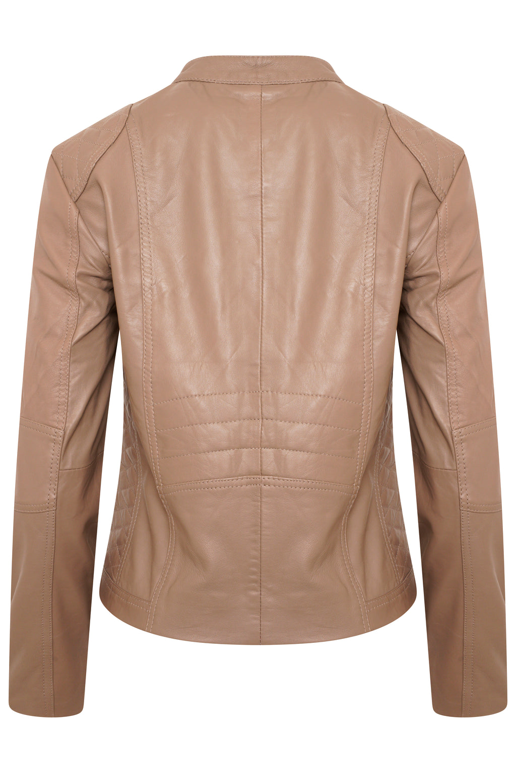 Pelle D’annata Ladies Real Leather Biker Jacket in Light Taupe RRP £279
