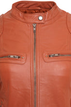 Load image into Gallery viewer, Pelle D’annata Ladies Real Leather Biker Jacket in Dark Orange RRP £279
