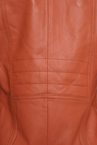 Pelle D’annata Ladies Real Leather Biker Jacket in Dark Orange RRP £279