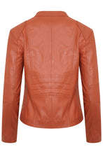 Load image into Gallery viewer, Pelle D’annata Ladies Real Leather Biker Jacket in Dark Orange RRP £279
