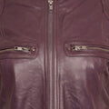 Pelle D’annata Ladies Real Leather Biker Jacket in Dark Purple RRP £279