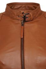 Load image into Gallery viewer, Elle Annette Leather Jacket in Tan RRP £299
