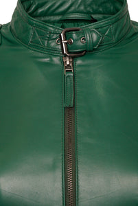 Elle Annette Leather Jacket in Forest Green RRP £299