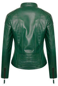 Elle Annette Leather Jacket in Forest Green RRP £299
