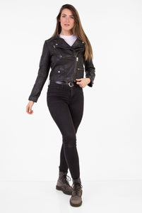 Pelle D’annata Patago Real Leather Biker Jacket in Black RRP £279