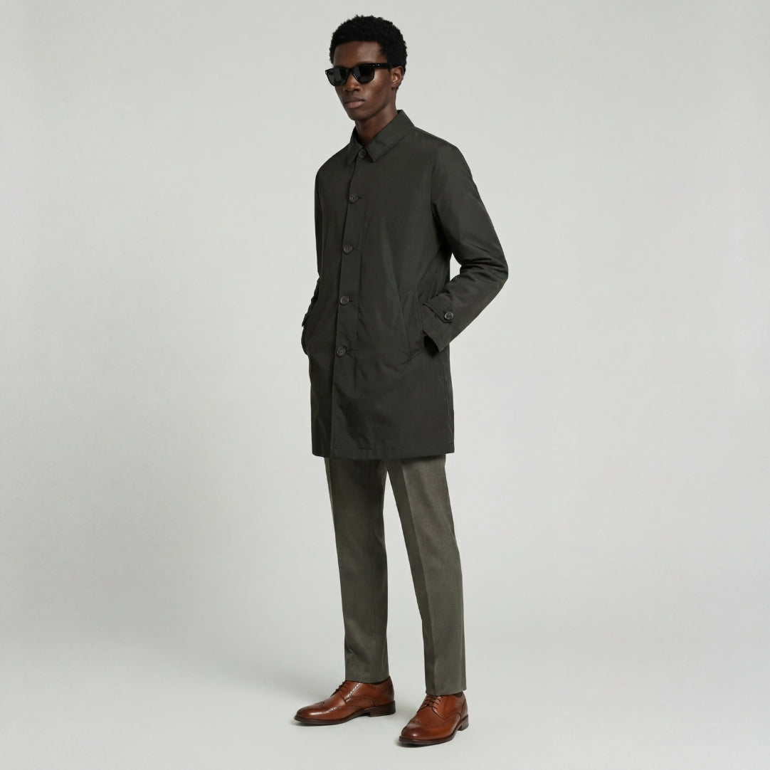 James  Harry Brown Basic Raincoat in Khaki RRP £149