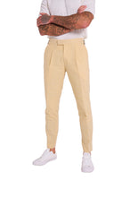 Load image into Gallery viewer, Chris Slim Fit Linen Cotton Blend Suit Smart Trousers in Yellow RRP £89
