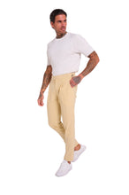 Load image into Gallery viewer, Chris Slim Fit Linen Cotton Blend Suit Smart Trousers in Yellow RRP £89
