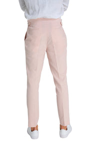 Chris Slim Fit Linen Cotton Blend Suit Smart Trousers in Pink RRP £89