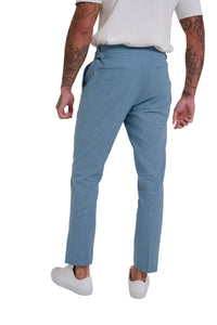 Chris Slim Fit Linen Cotton Blend Suit Smart Trousers in Pastel Blue RRP £89