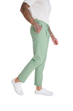 Load image into Gallery viewer, Chris Slim Fit Linen Cotton Blend Suit Smart Trousers in Pastel Green RRP £89
