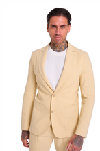 Load image into Gallery viewer, Chris Slim Fit Linen Cotton Blend Single Breasted Suit Blazer in Yellow RRP £159
