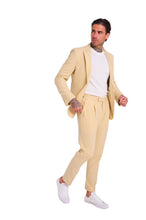 Load image into Gallery viewer, Chris Slim Fit Linen Cotton Blend Single Breasted Suit Blazer in Yellow RRP £159
