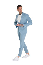 Load image into Gallery viewer, Chris Slim Fit Linen Cotton Blend Single Breasted Suit Blazer in Pastel Blue RRP £159
