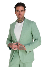 Load image into Gallery viewer, Chris Slim Fit Linen Cotton Blend Single Breasted Suit Blazer in Pastel Green £159
