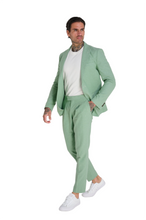 Load image into Gallery viewer, Chris Slim Fit Linen Cotton Blend Single Breasted Suit Blazer in Pastel Green £159
