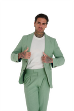 Load image into Gallery viewer, Chris Slim Fit Linen Cotton Blend Single Breasted Suit Blazer in Pastel Green £159
