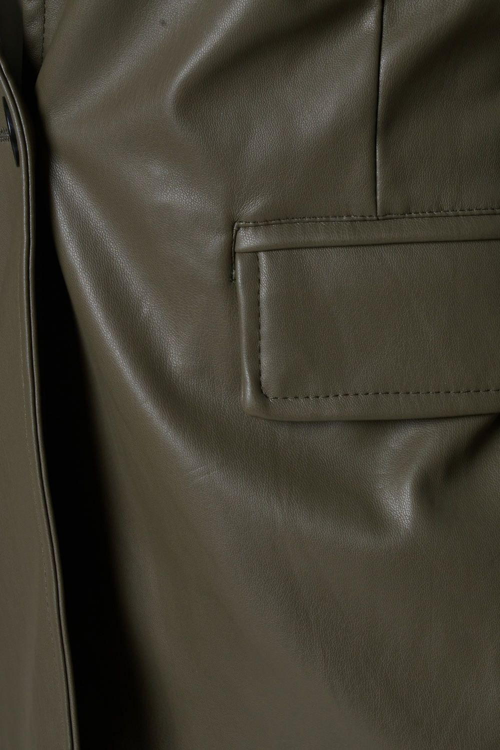Fawn Nikki Faux Leather Blazer in Olive  RRP £129