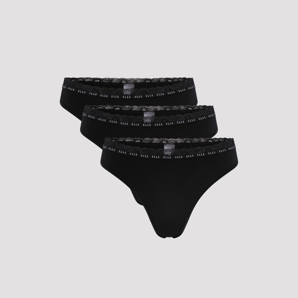Multi Pack (3) Synthetic Rib Thongs in Black RRP £28