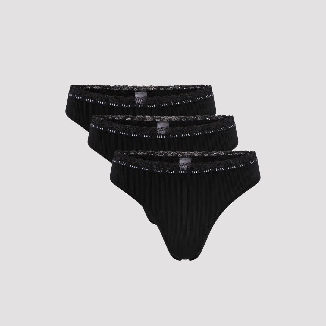 Multi Pack (3) Synthetic Rib Thongs in Black RRP £28