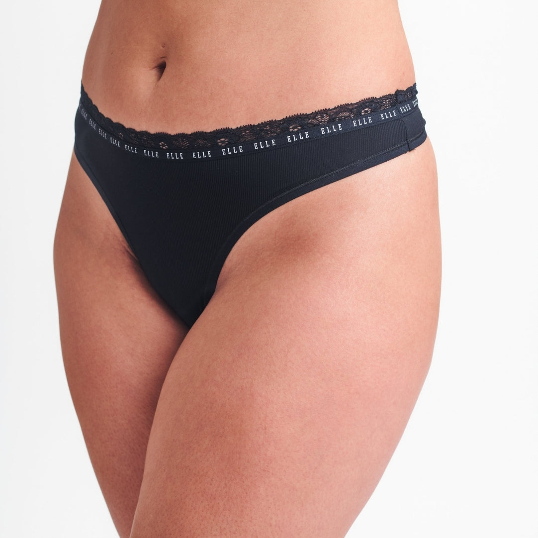 Multi Pack (3) Synthetic Rib Thongs in Black RRP £28