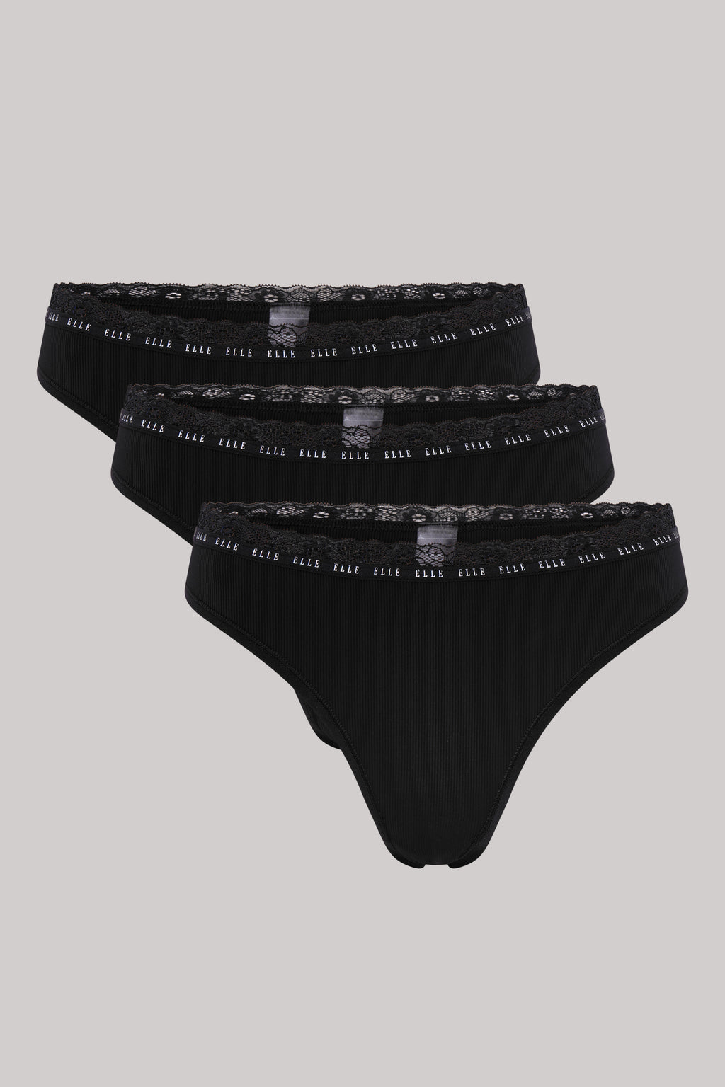 Multi Pack (3) Synthetic Rib Thongs in Black RRP £22