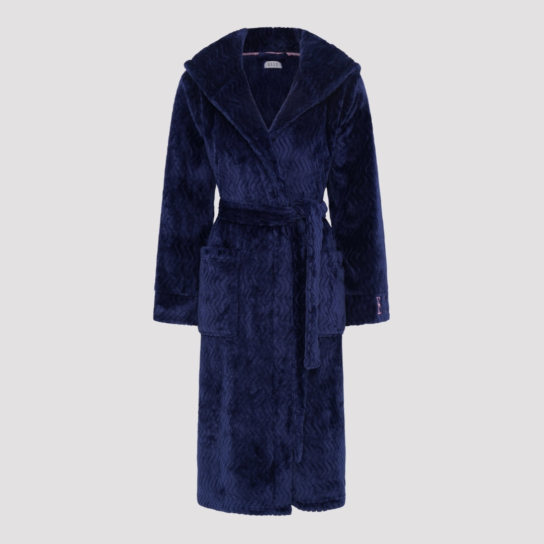 Wave Fleece Gown in Navy RRP £60