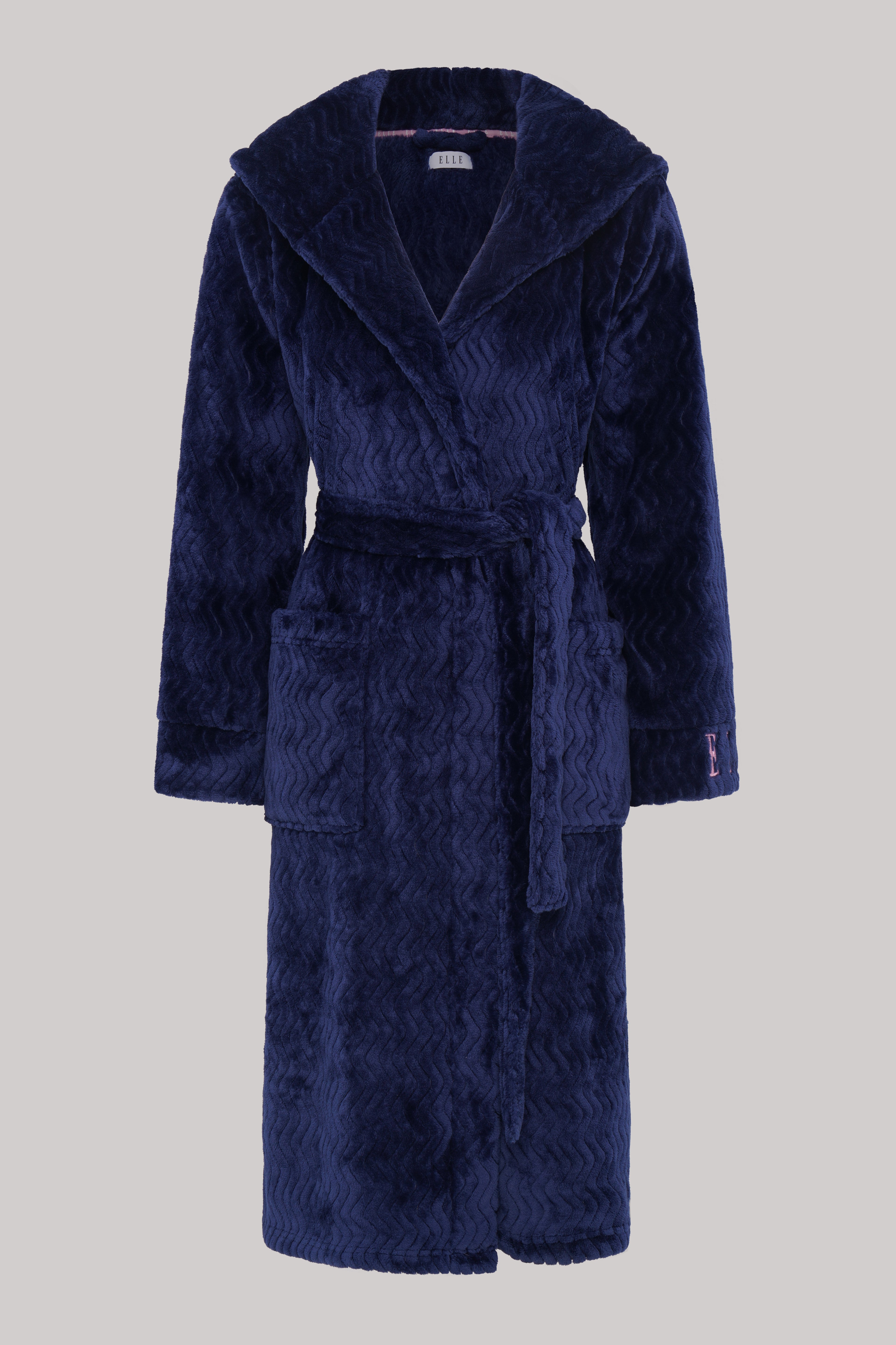 Wave Fleece Gown in Navy RRP £50