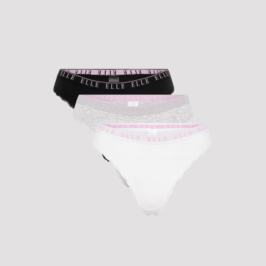 Multi Pack (3) Cotton Lace Trim Tipped Thongs RRP £28
