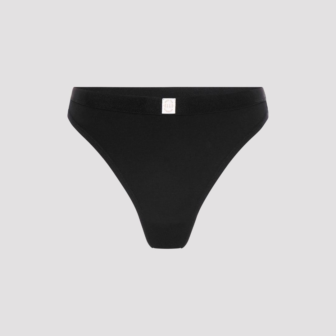 3 Pack Super Soft Cotton Heritage Patch Thongs in Black RRP £28